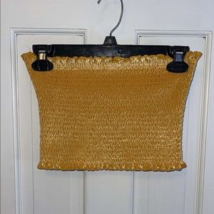 Yellow Ribbed Velvet Tube Top